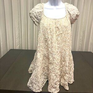 Storia Babydoll Dress with Puff Sleeves in Cream